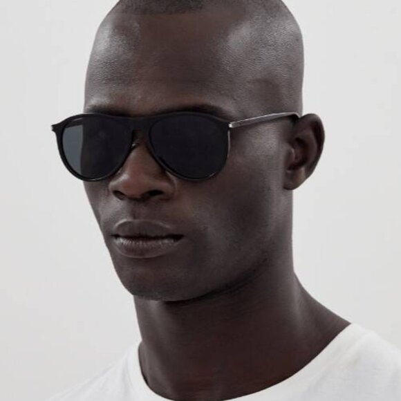 Saint Laurent SL667 003 Sunglasses Transparent Beige Aviator Frame, Grey Lenses - Picture 2 of 11